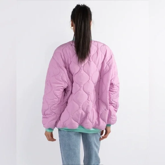Khrisjoy NWT Quilted Bomber Jacket in Mauve Sz 0 (S) - Picture 2 of 8
